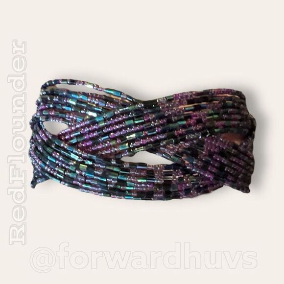 Bundle Sale 3 for $15 | Elegant Black and Wine Seed Bead Cuff Bracelet - Picture 6 of 8